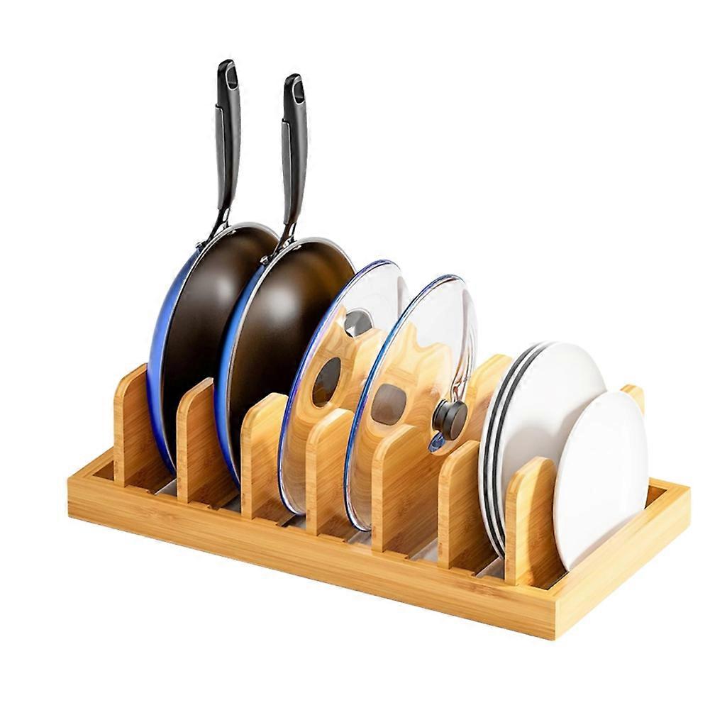 Bamboo Pot Lid Organizer for Cabinet & Kitchen Counter,Pot Lid Holder