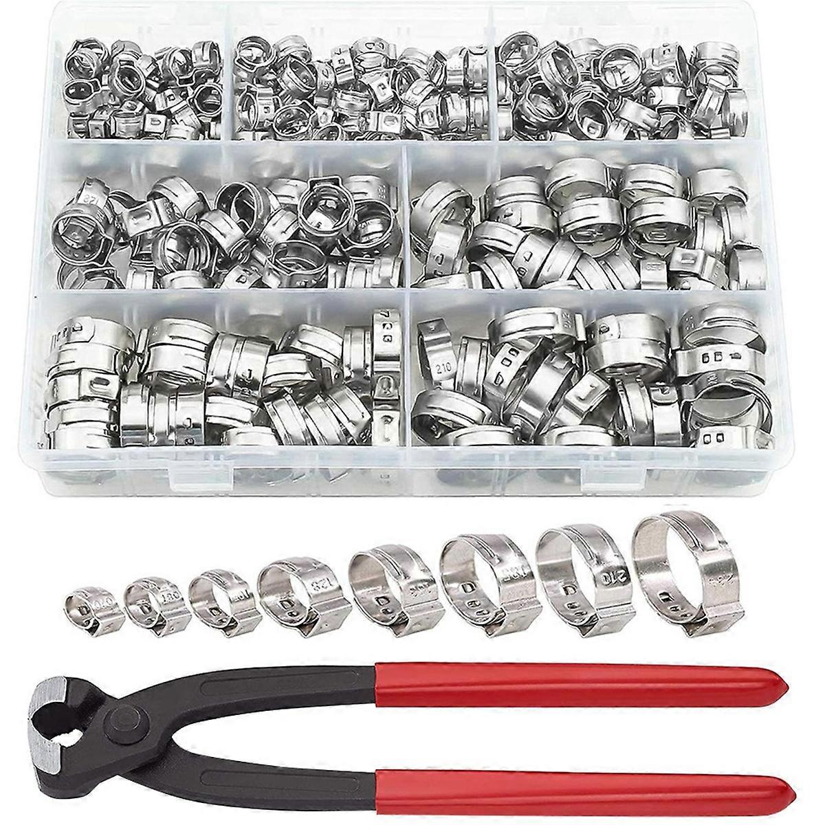 131 PCS Single Ear Hose Clamps, Stepless Clamps for Pipe Fittings
