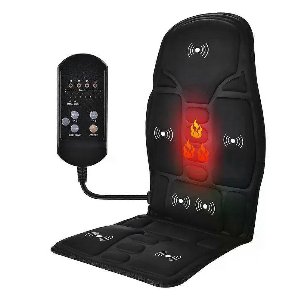 Electric Vibration Massage Cushion Home Office Car Seat Infrared Heating Mat Body Massager with 7 Massage Heads Back Pain Relief