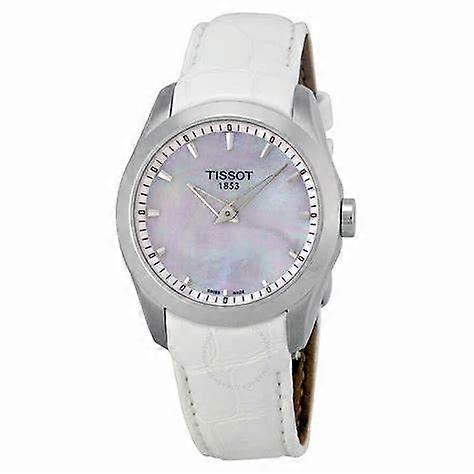 Montre femme Tissot Couturier Secret Date - cadran en nacre, boîtier en acier inoxydable, bracelet en cuir blanc