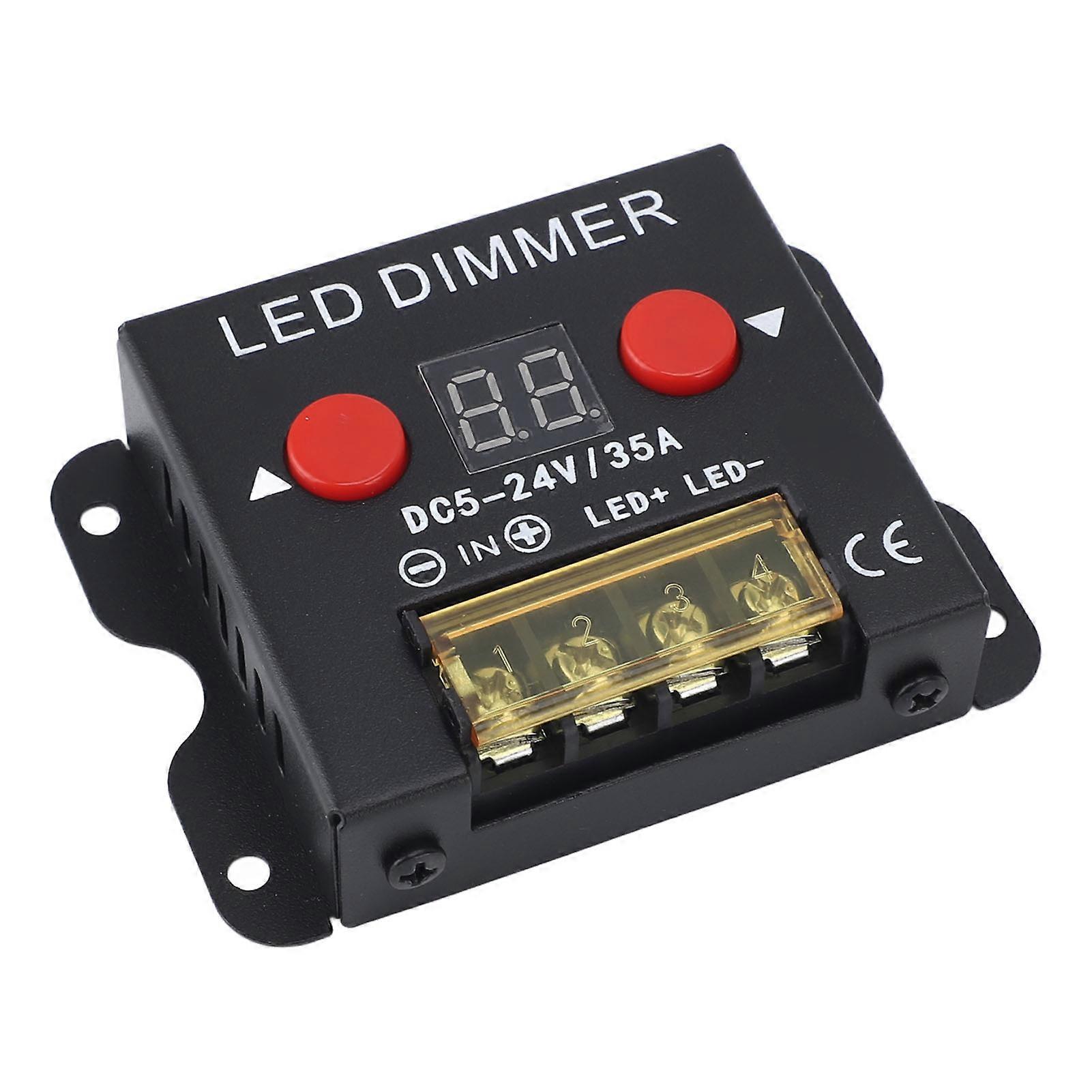 LED Light Strip Dimmer DC 5‑24V 35A PWM Dimming Controller with Digital Display Metal Shell for Home Commercial Use