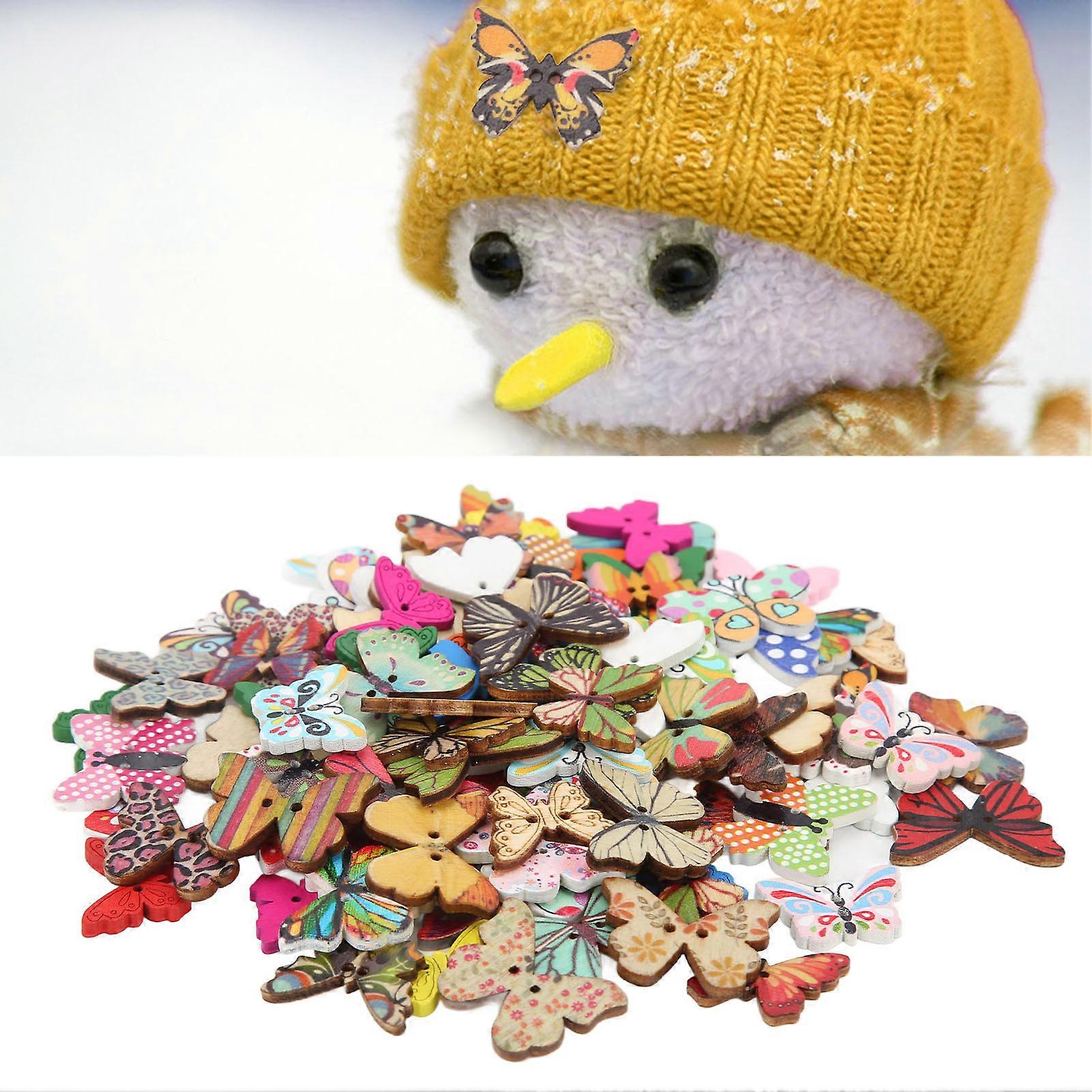 100Pcs Butterfly Button Colorful Cartoon Durable Cute DIY Accessories for Sewing Crafting