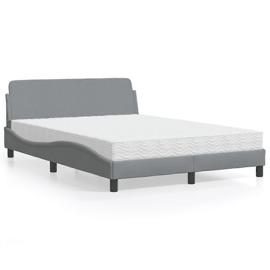 Bett mit Matratze  Dover  Hellgrau 140x200 cm Stoff