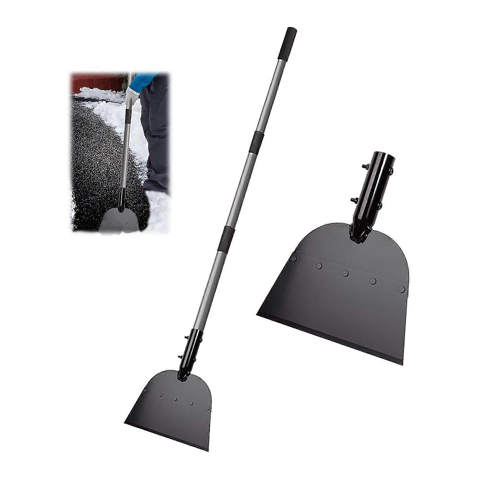 Flat Snow Shovel for Driveway and Walkway Clearing with Wide Blade Outdoor Garden Scraper