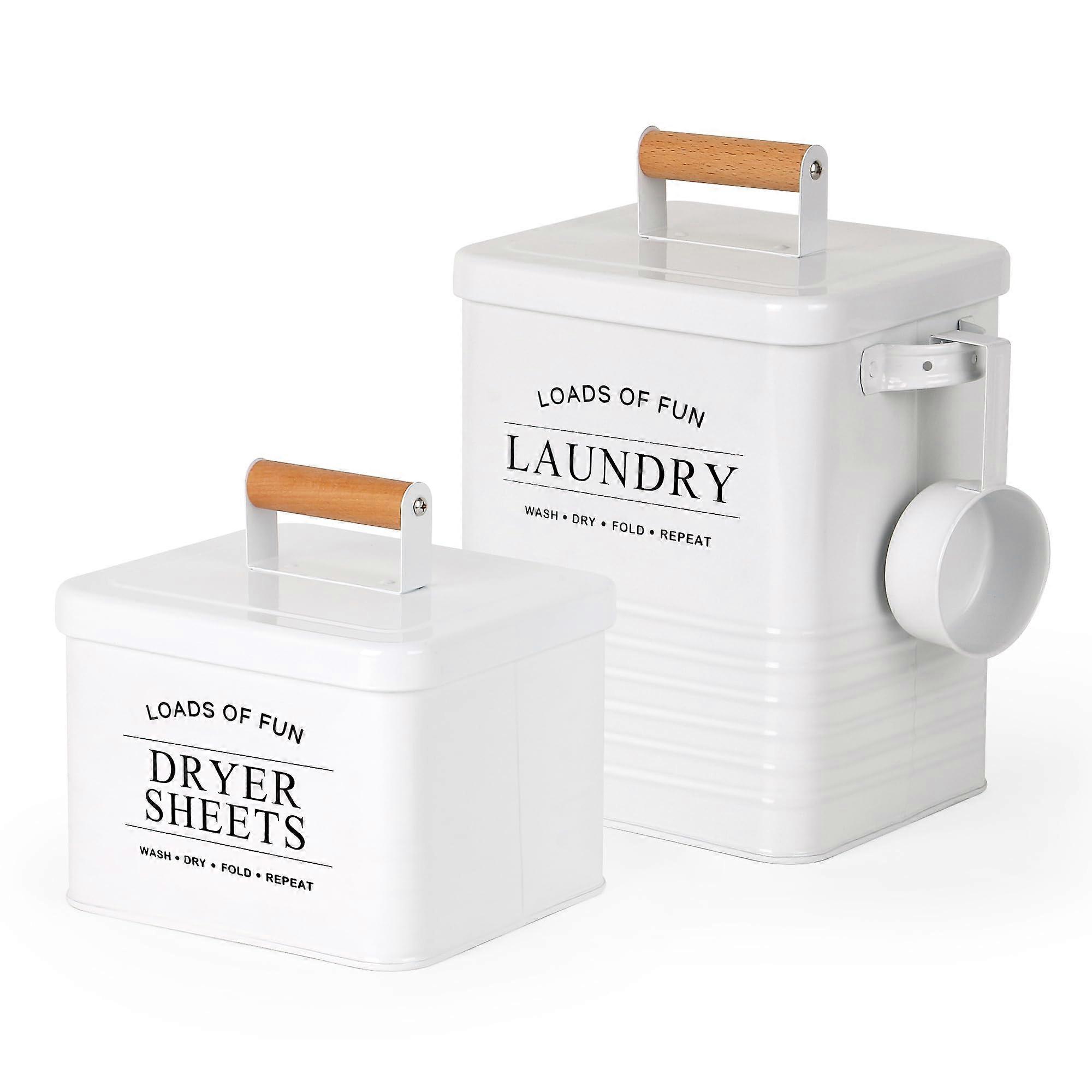 2 Pcs Laundry Pods Container for Room Laundry Organization and Storage Farmhouse Style