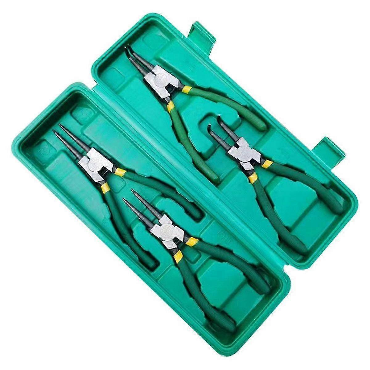 Circlip plier set, 7in external internal straight bent, multifunctional snap ring remover