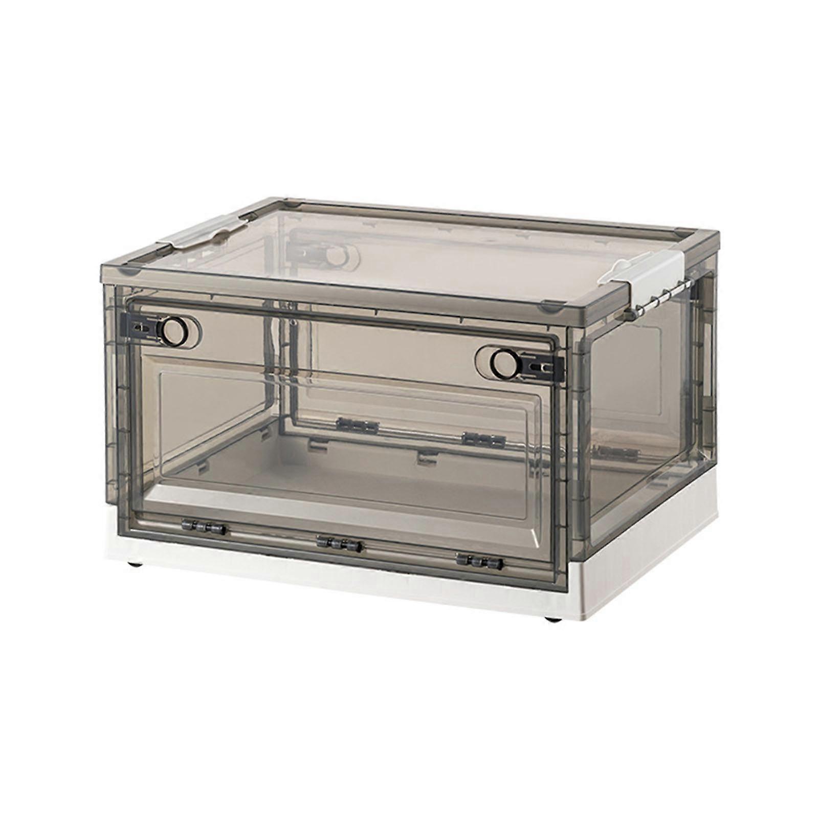 Folding Storage Box Clear Stackable Large Capacity Toy Storage Containers with Wheels for Home Tawny