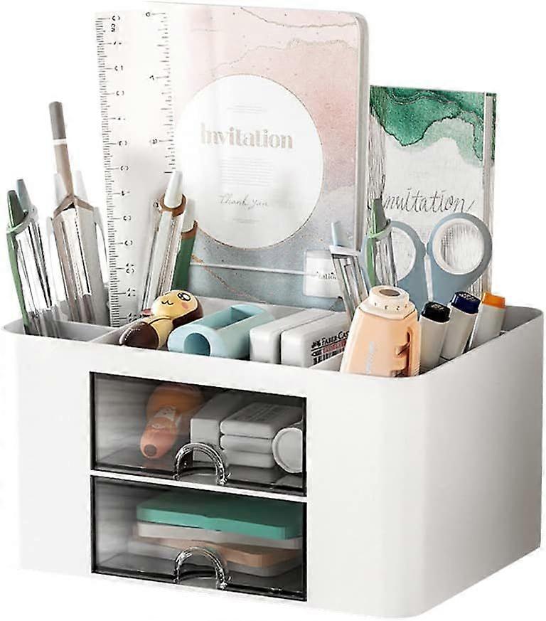 Desk Organizer, 5 Compartments Plastic Desk Organizer
