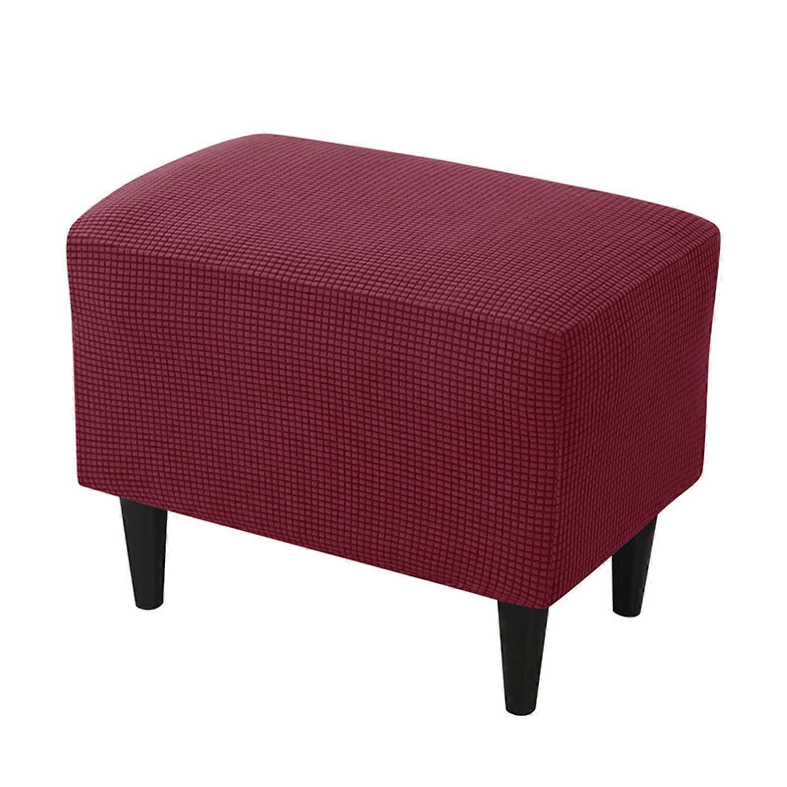 Rectangle Stretch Ottoman Cover Elastic Bottom Jacquard Footstool Slipcover Square Storage Ottoman 1 Pack