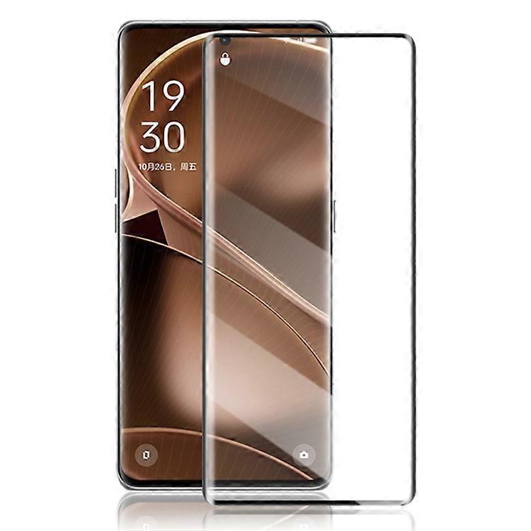 AMORUS Compatible For Oppo Find X6 Pro Silk Printing Full Screen Protector 3D Curved Tempered Glass Full Glue Film