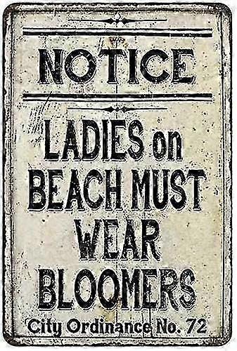 Placa de Lata Inspirada no Vintage para Mulheres na Praia com Moda Chic Bloomers 8x12 polegadas ou 12x16 polegadas Modelo 3923