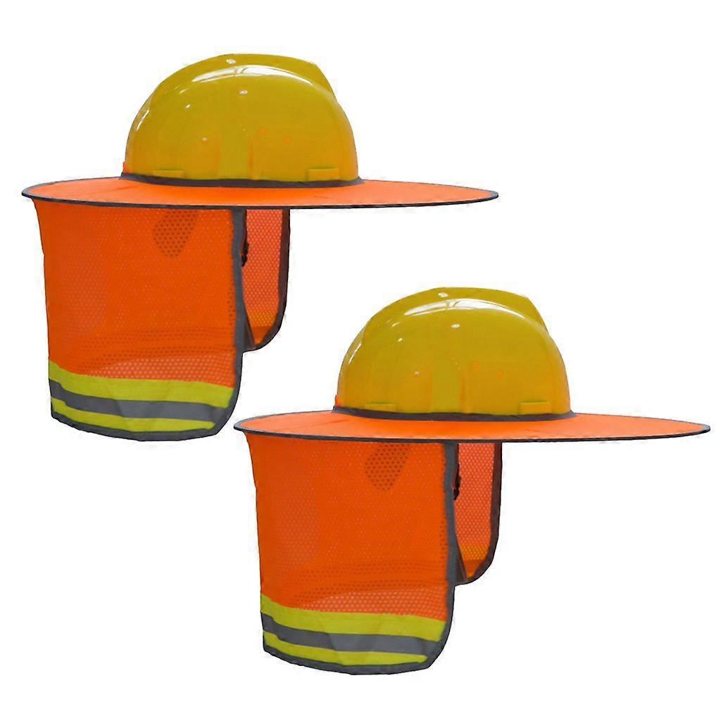 2Pcs/Pack Hard Hat Sun Shade with Reflective Strip Full Brim Mesh Neck Shield