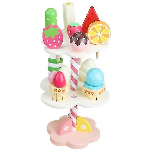 木製アイスクリームタワーおもちゃインタラクティブふりゲームおもちゃ