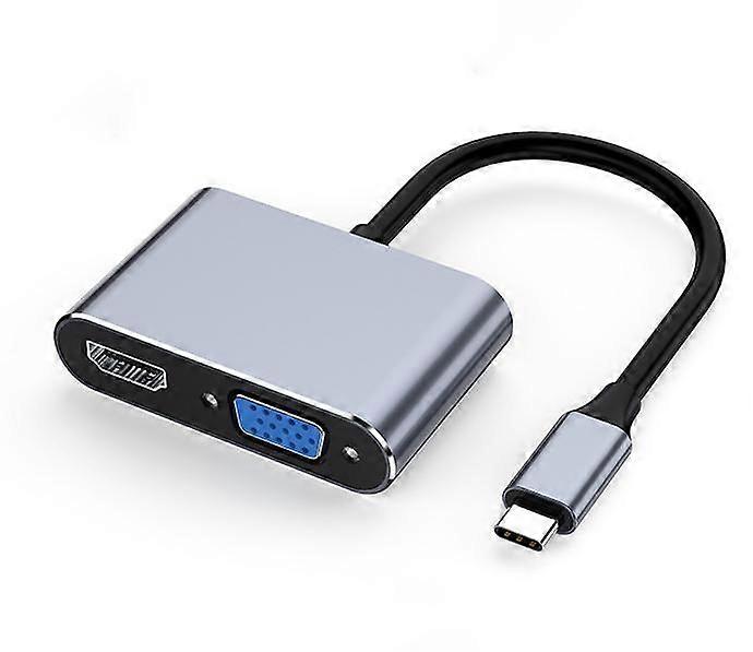 USB Type C - 4K HDMI VGA -sovitin, USB C - HDMI, 1080P VGA, Multiport-sovitin