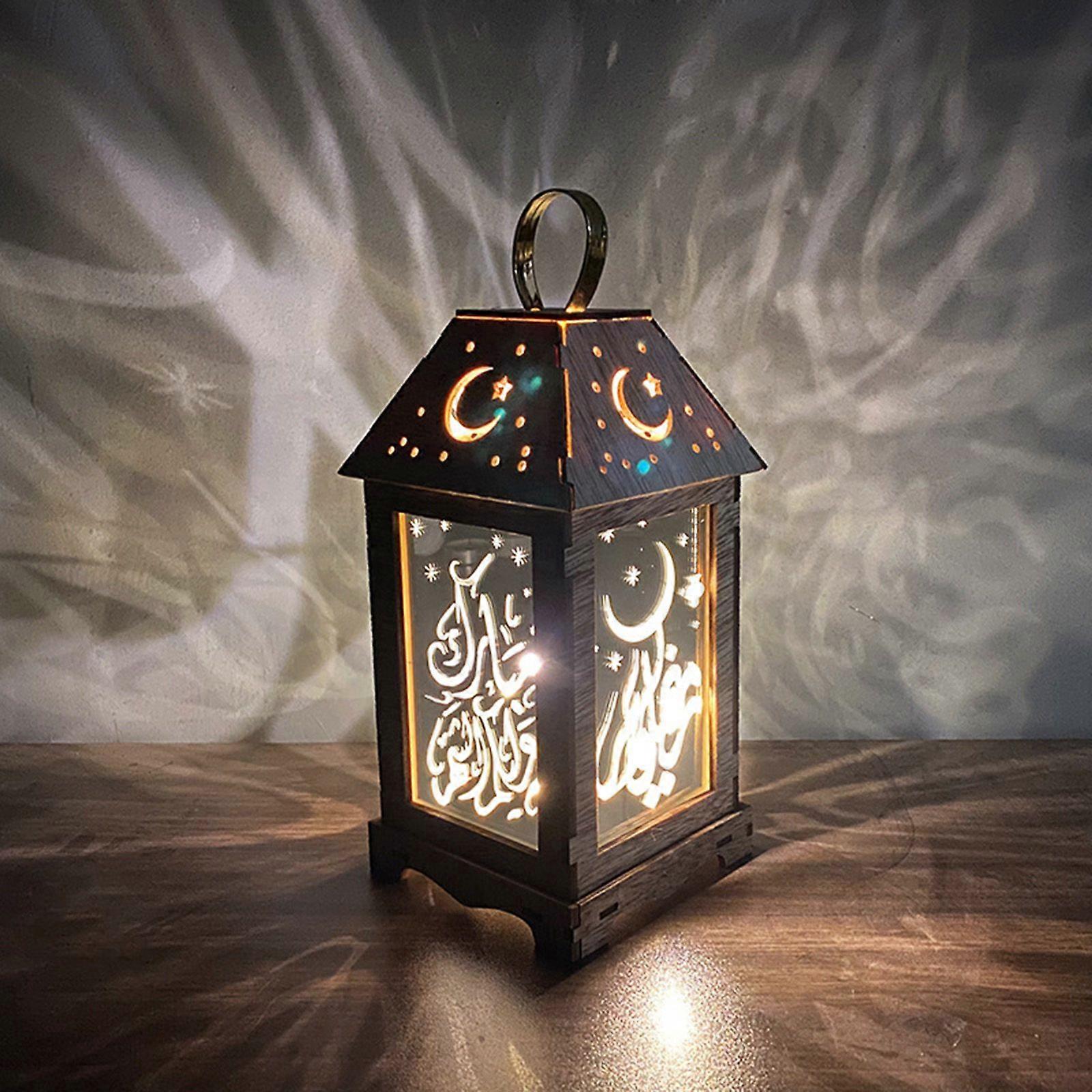 Eid Mubarak Golden LED Lantern Holiday Decoration New Ramadan String Lights Hang Lanterns