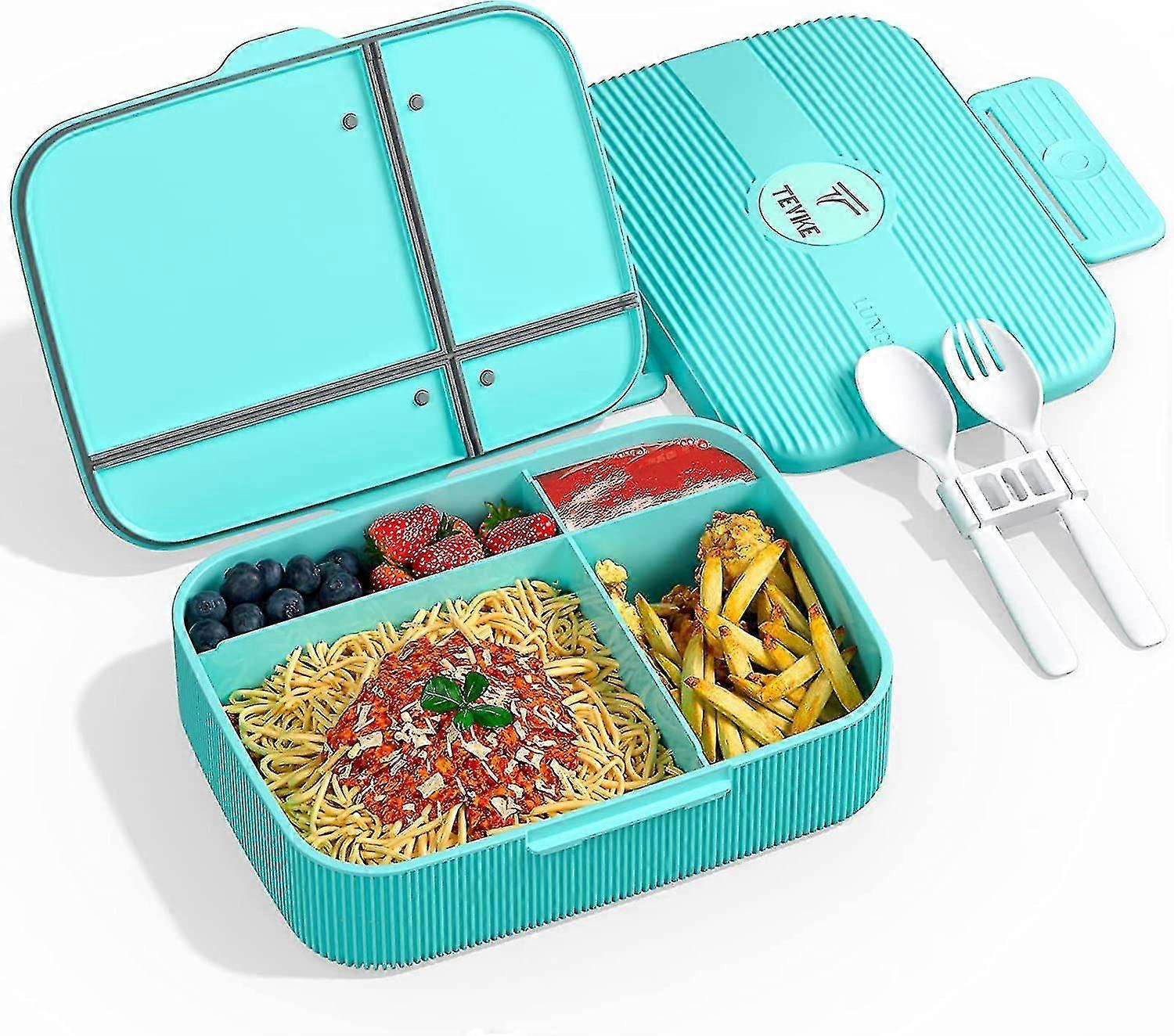 Bento Box For Kis An Aults - 1300ml Leak-proof Lunch Box With Spoon Fork - Convenient An Easy To Open - Bpa-free An Foo Safe Materials - Perfect For
