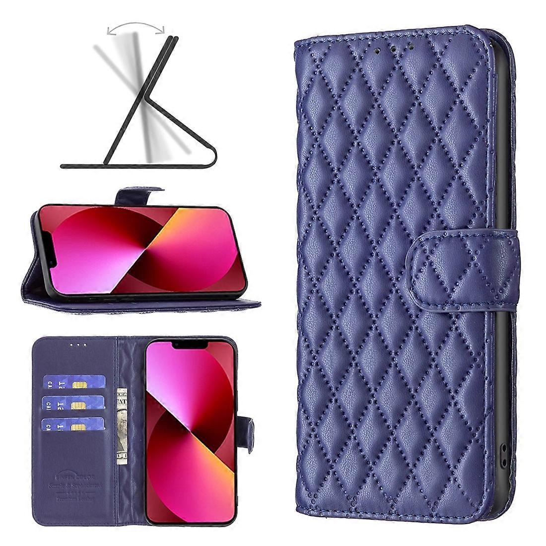 For iPhone 13 Diamond Lattice Wallet Leather Flip Phone Case