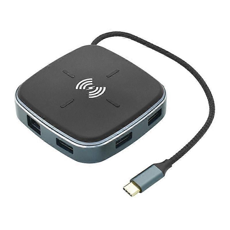 AY95 8 In 1 TYPE-C/USB-C To HUB Extended Dock Wireless Fast Charging Concentrator 0.2m TYPE-C/USB-C