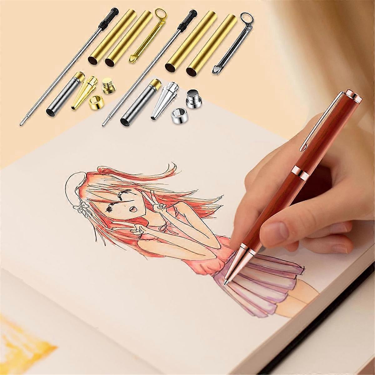 30 Pcs Slimline Pen Kit Wood Turning Twist Pen Kit with Refill Lathe Turning Supplies for DIY Making