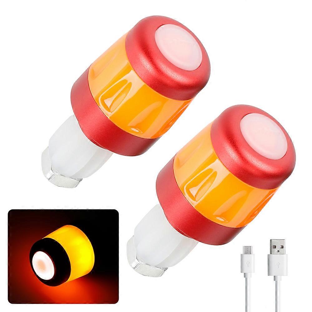 2pcs Electric Scooter Handlebar Lights LED Warning Light Handlebar Plug Waterproof & Dustproof