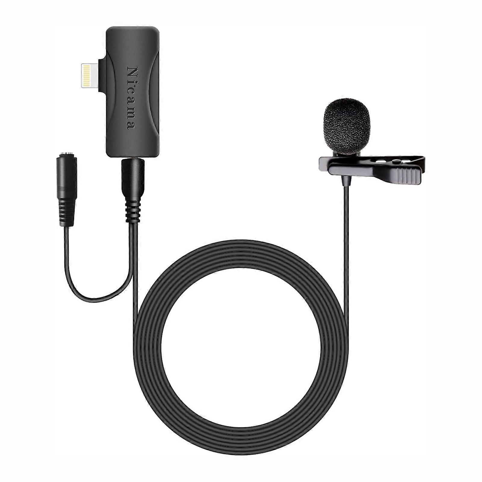 Lightening Lavalier Lapel Condenser Microphone for iPhone 6 7 8 9 10 11 12 13 14 iPad Smartphone Tablet Recording Video