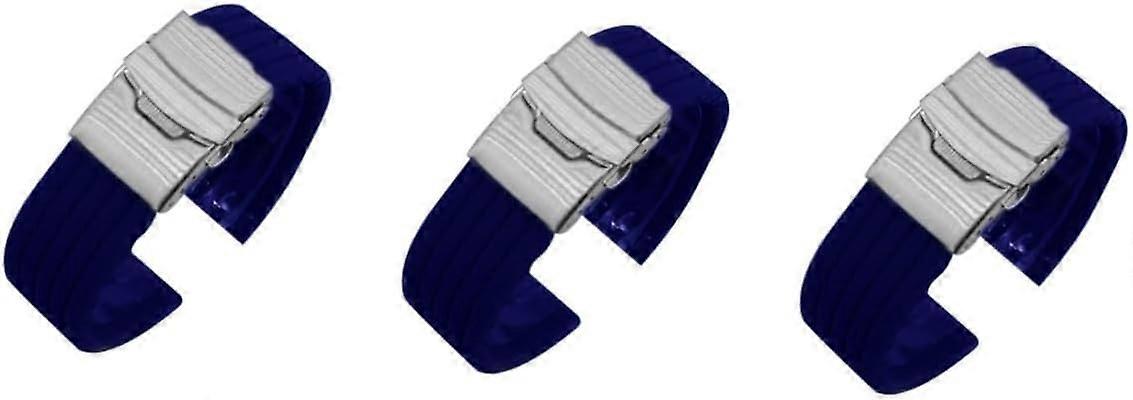 3pcs Ergonomic 22mm Silicone Watchband Quick-release Replacement Strap for Watch Models