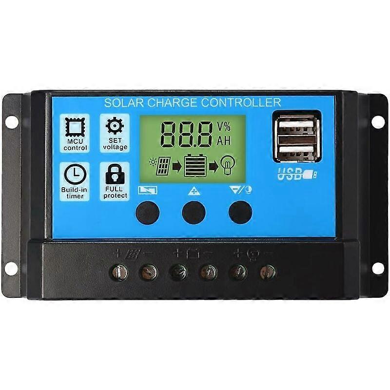 PWM Solar Panel Charge Controller, 12 V/24 V, 30 A, LCD Display, Dual USB Port SZRH