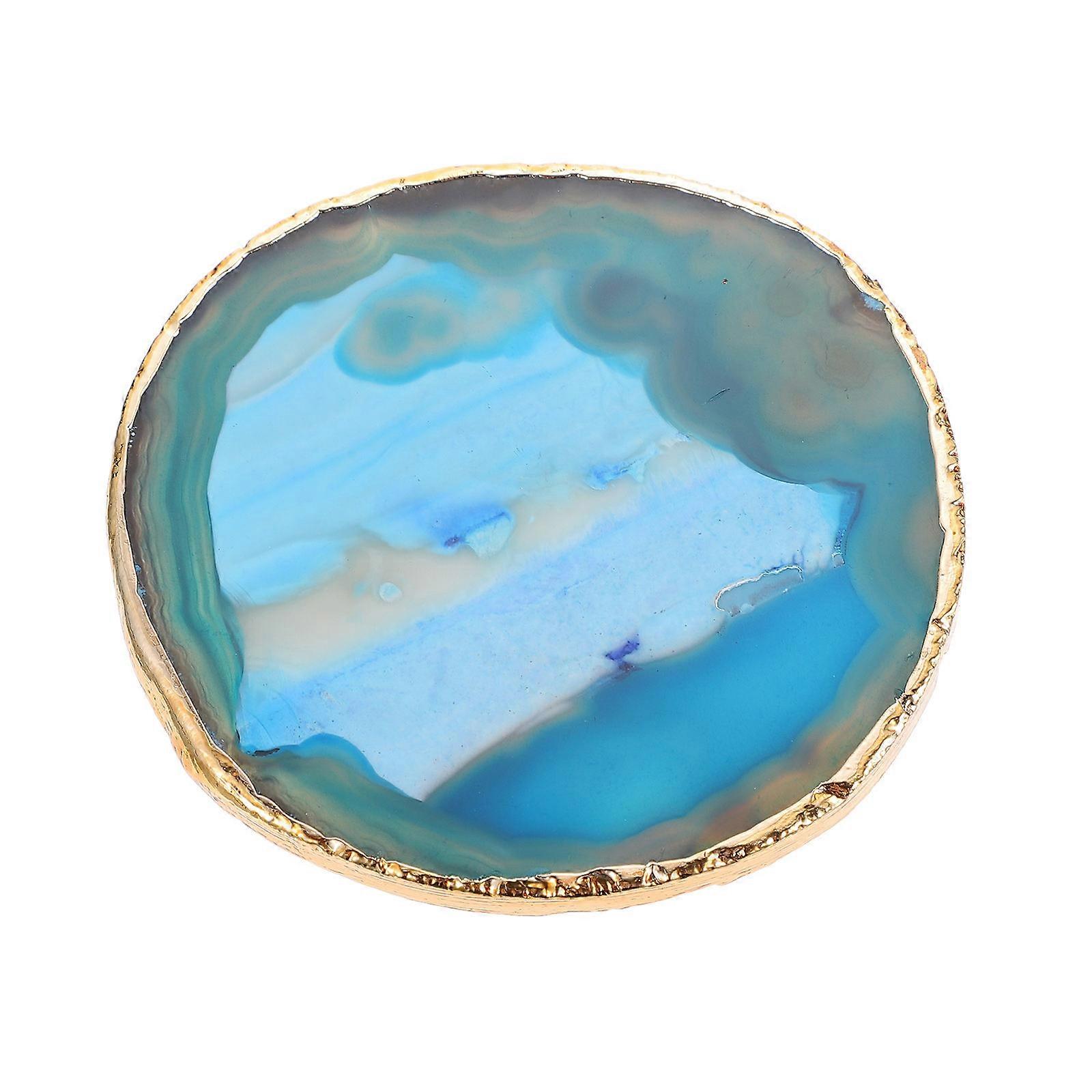 Blue Agate Coaster Set for Home Use Absorbs Water Keeps Table Dry Synthetic Material 6 Pieces