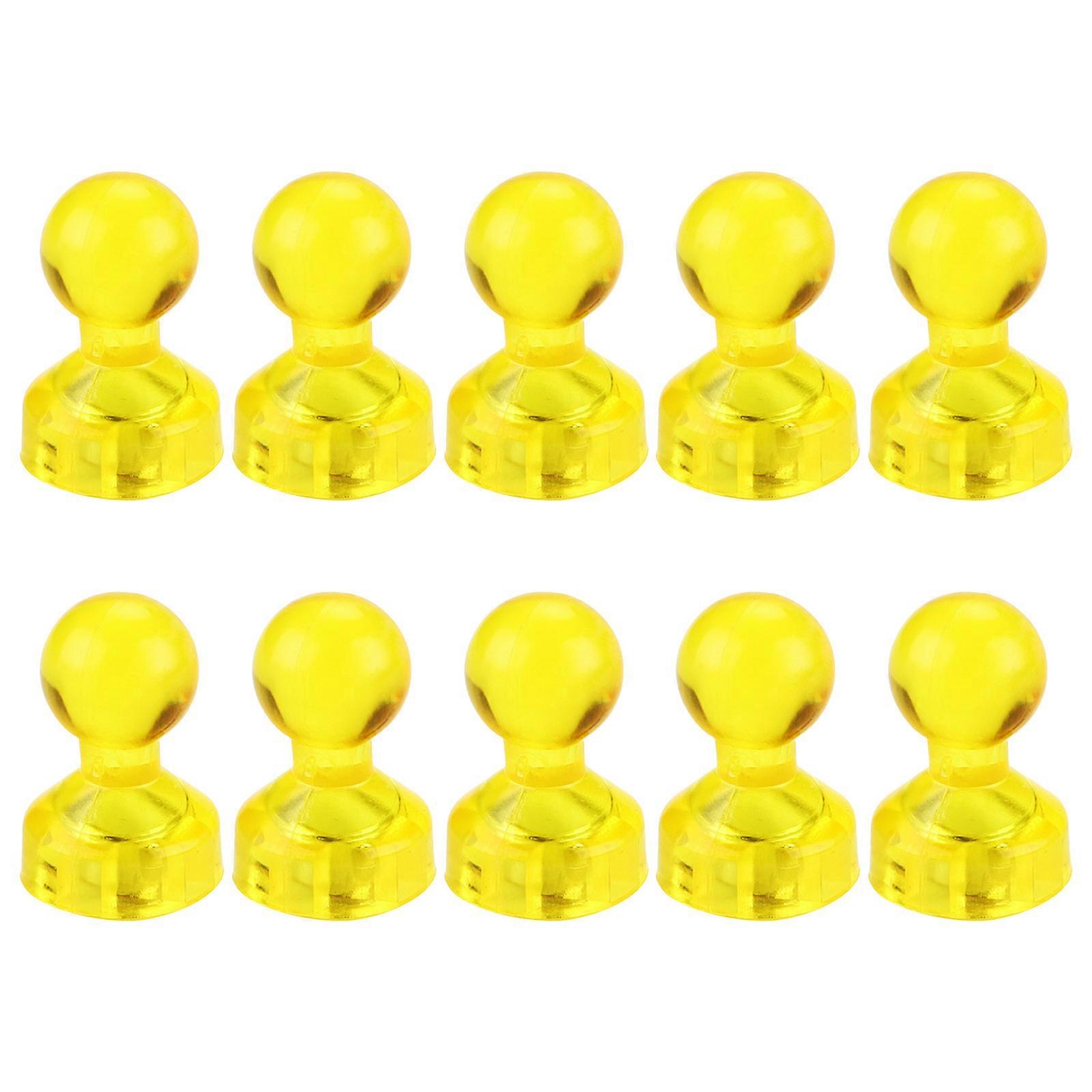 10Pcs Small Magentic Push Pins Color-coded Fridge Map Magnets Blackboard Magnets for Office School Magnetic Whiteboard  Yellow