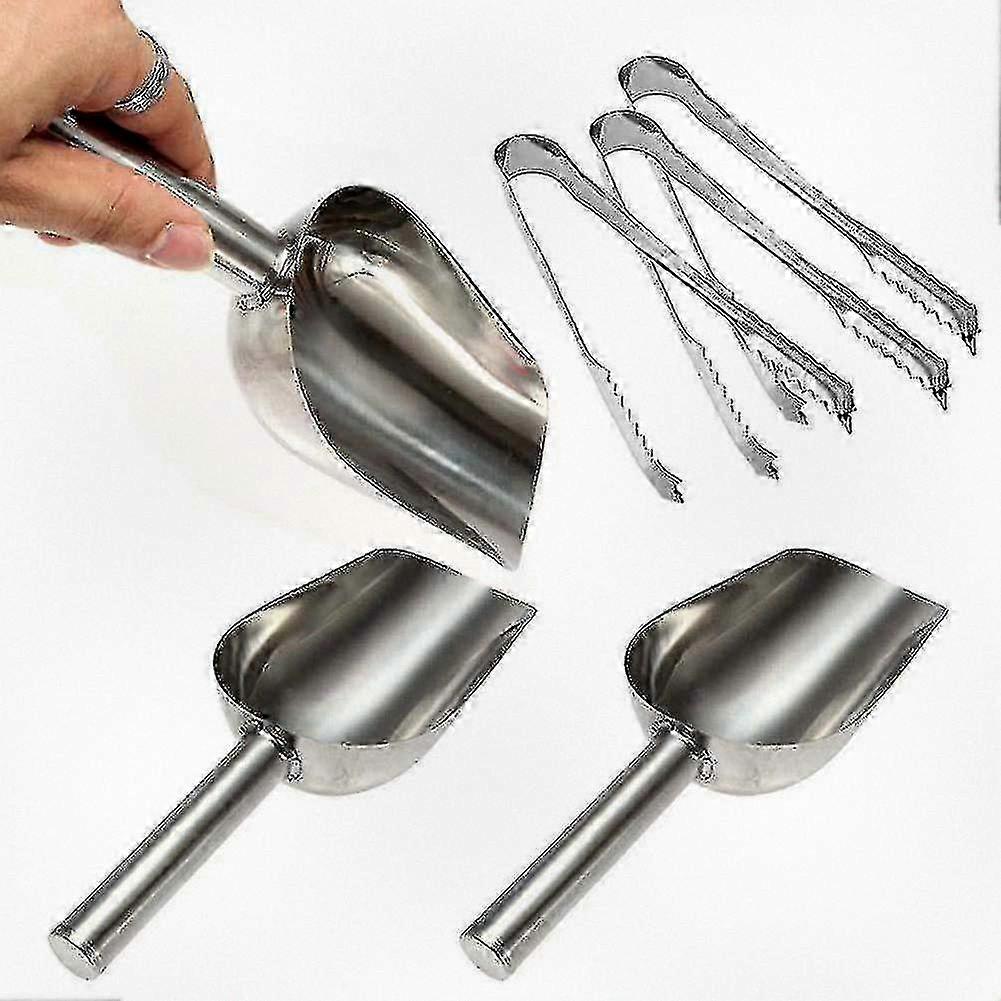 Set of 5 Serving Tongs and 5 Scoops Suitable for Sweets | Stainless Steel | Suitable for Parties, Ice Cream, and Candy Bars