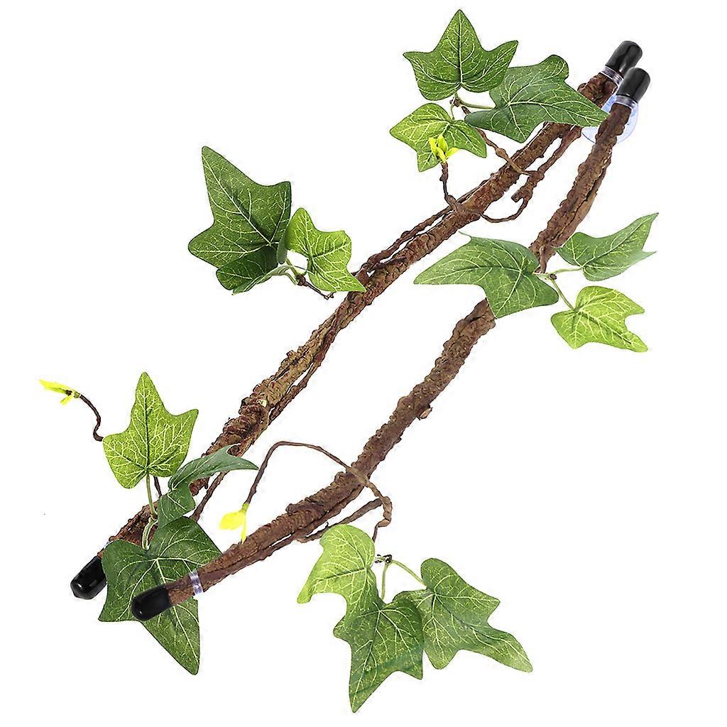 2Pcs Reptile Plants Vines for Climbing Habitat Decor Branches with Lifelike Leaves for Lizard Spider Snake Gecko for Fro