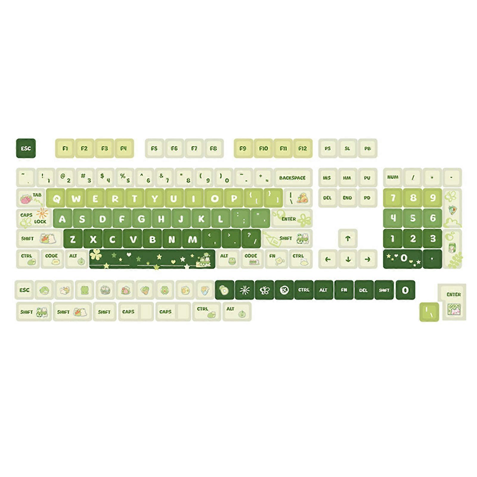 133 Keys Mechanical Keyboard Keycaps Light Green  XDA Height PBT Keycap Sublimation for 61/64/68/87/96/104/108 Keyboards