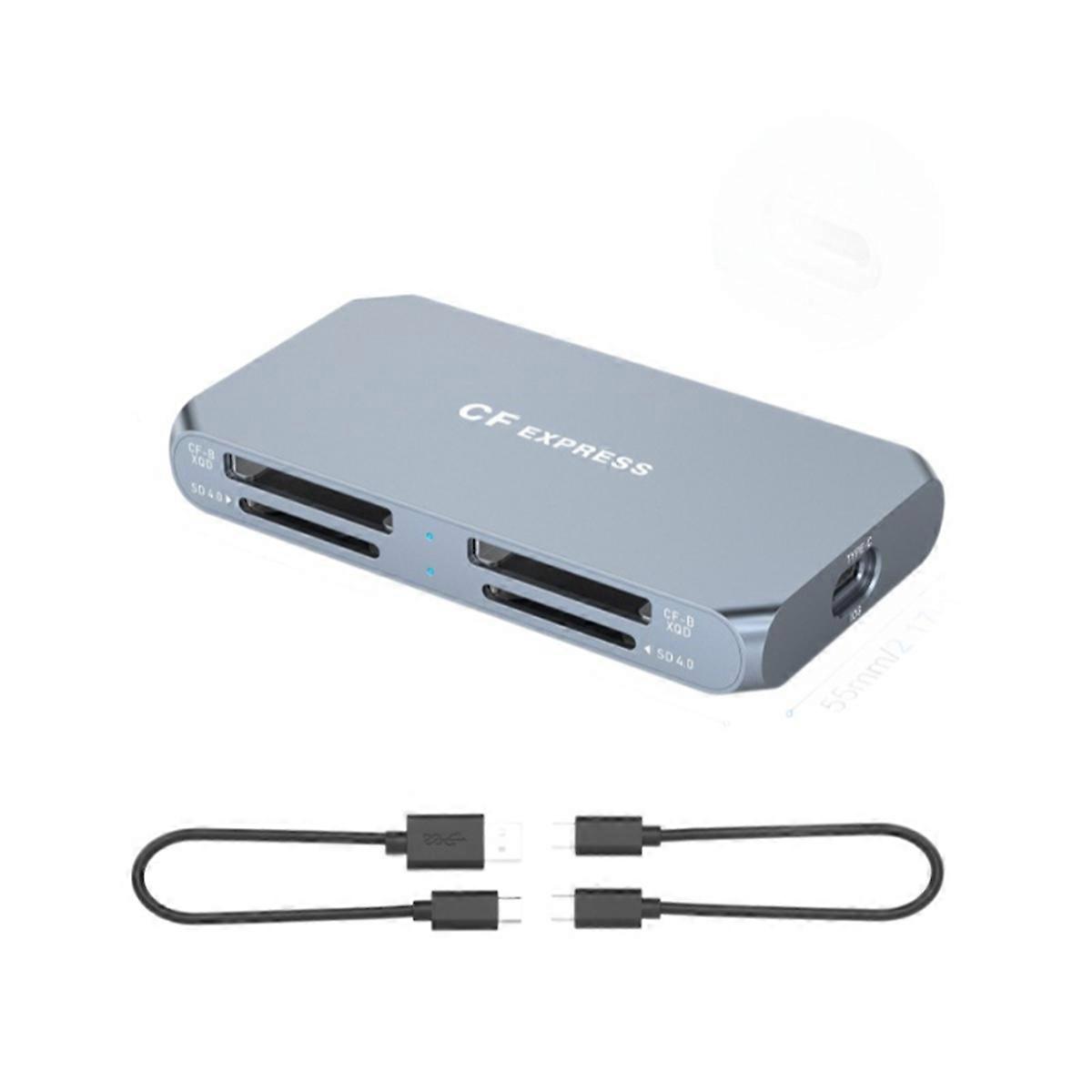 10Gbps High-Speed 4-in-1 CFexpress TypeB/XQD/SD4.0 Card Reader for Cameras