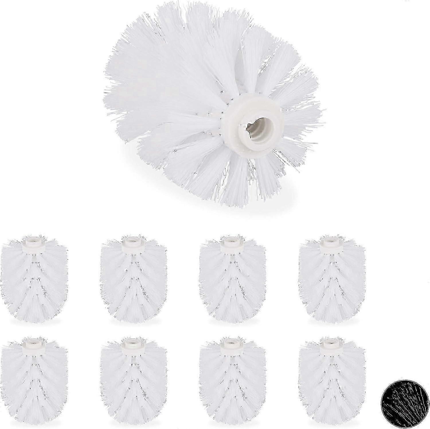 Toilet Brush Replacement Heads, 9-Pack, 12mm Thread, White, 7cm Diameter