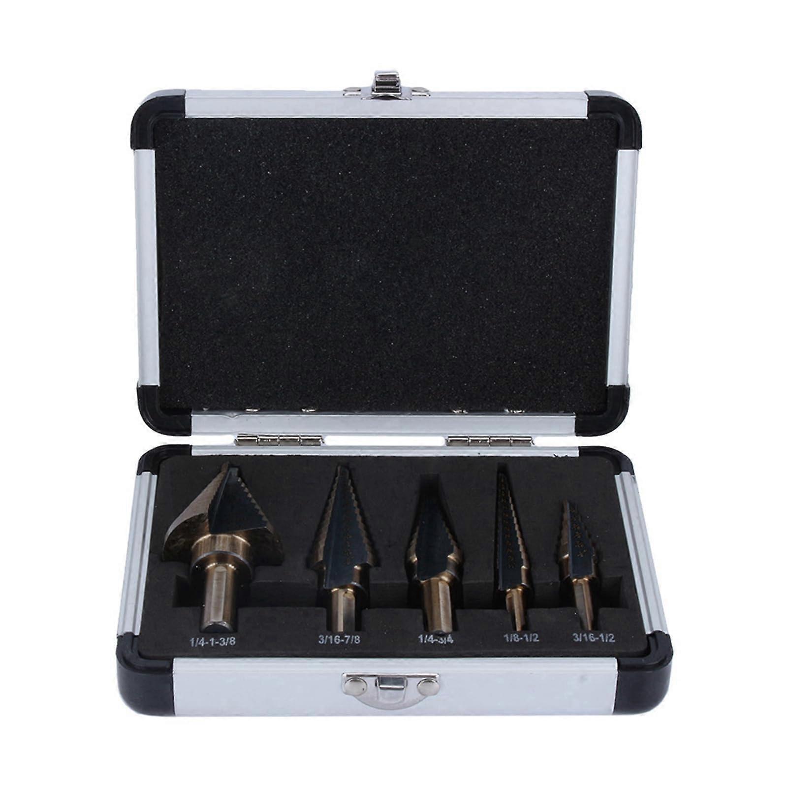 5 Pcs Spiral Step Drill Set High Speed Metal Drill Step Drill Bit Set Titanium Taper Drill Bit Housing