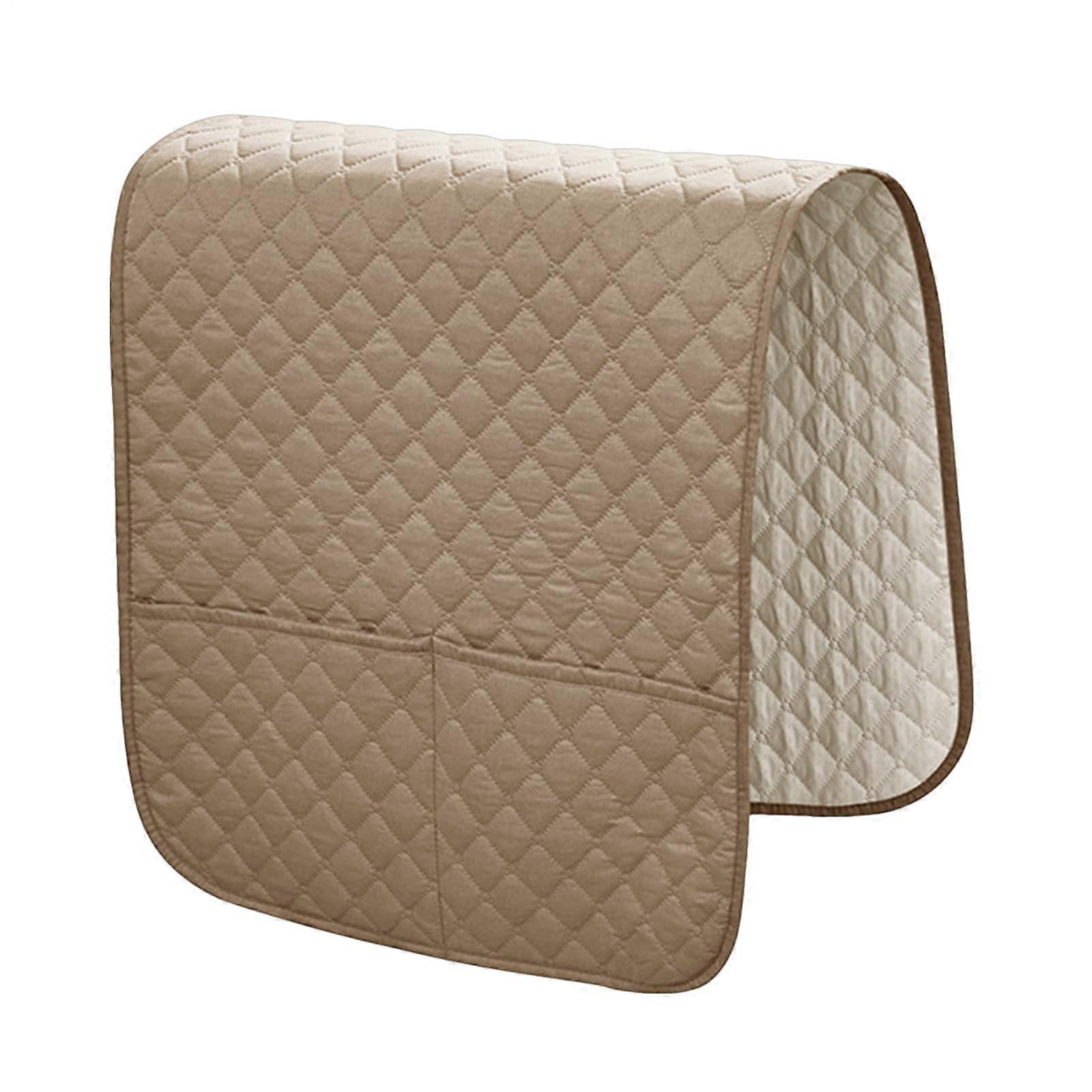 Multifunctional Couch Armrest Protector with Storage Pouch Soft Water-Resistant Non-Slip Sleeve for Recliner Sand Colour