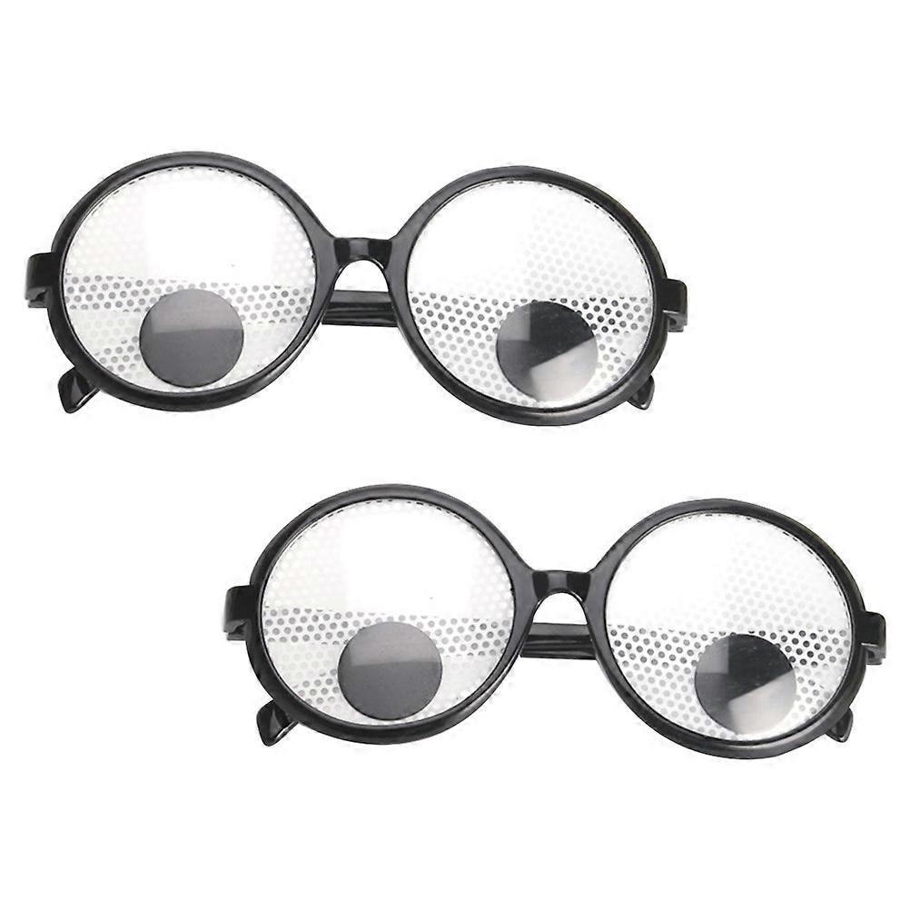 2pcs Creative Movable Eyeball Prank Glasses for Halloween Costumes & Stage Performances – Fun & Unique Party Eyewear