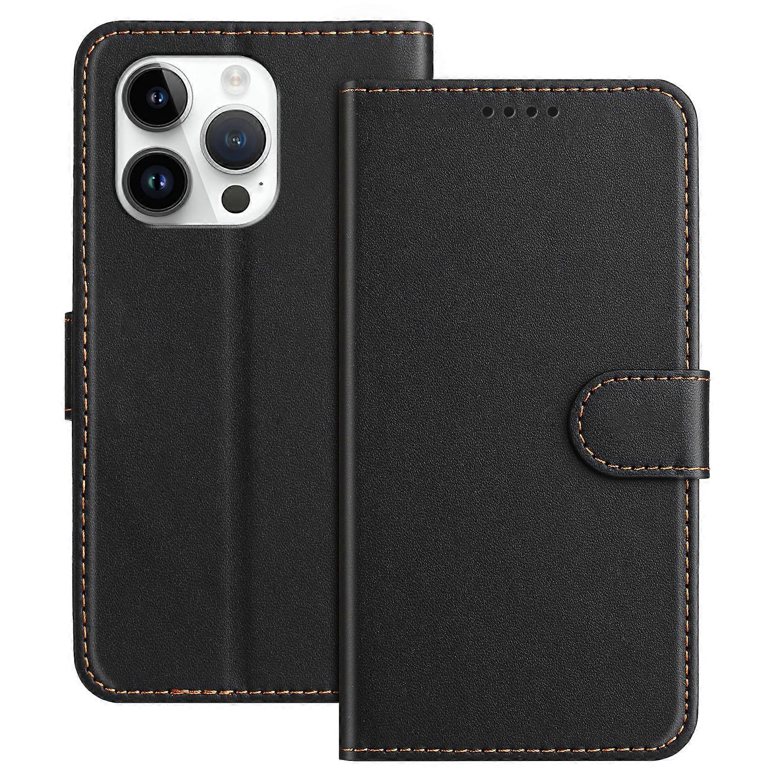 Compatível Para iPhone 13 Pro 6.1 polegadas Couro Capa Carteira Suporte Cor Sólida Anti Queda Capa de Telefone