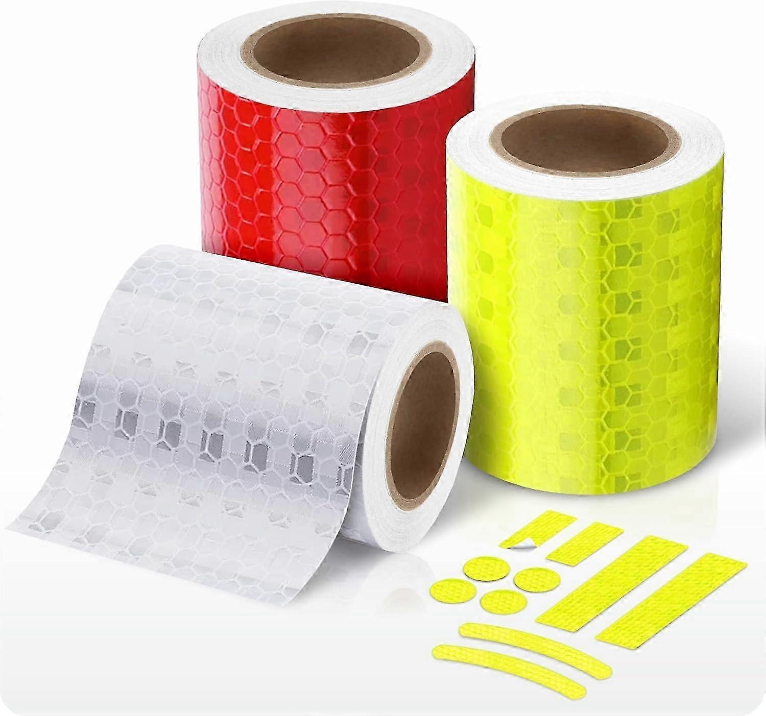 Self-Adhesive Reflective Tape Set with 3 Rolls of 5cm x 300cm, Strong Adhesion and Reflection for Enhanced Night Safety, Ideal for Various A