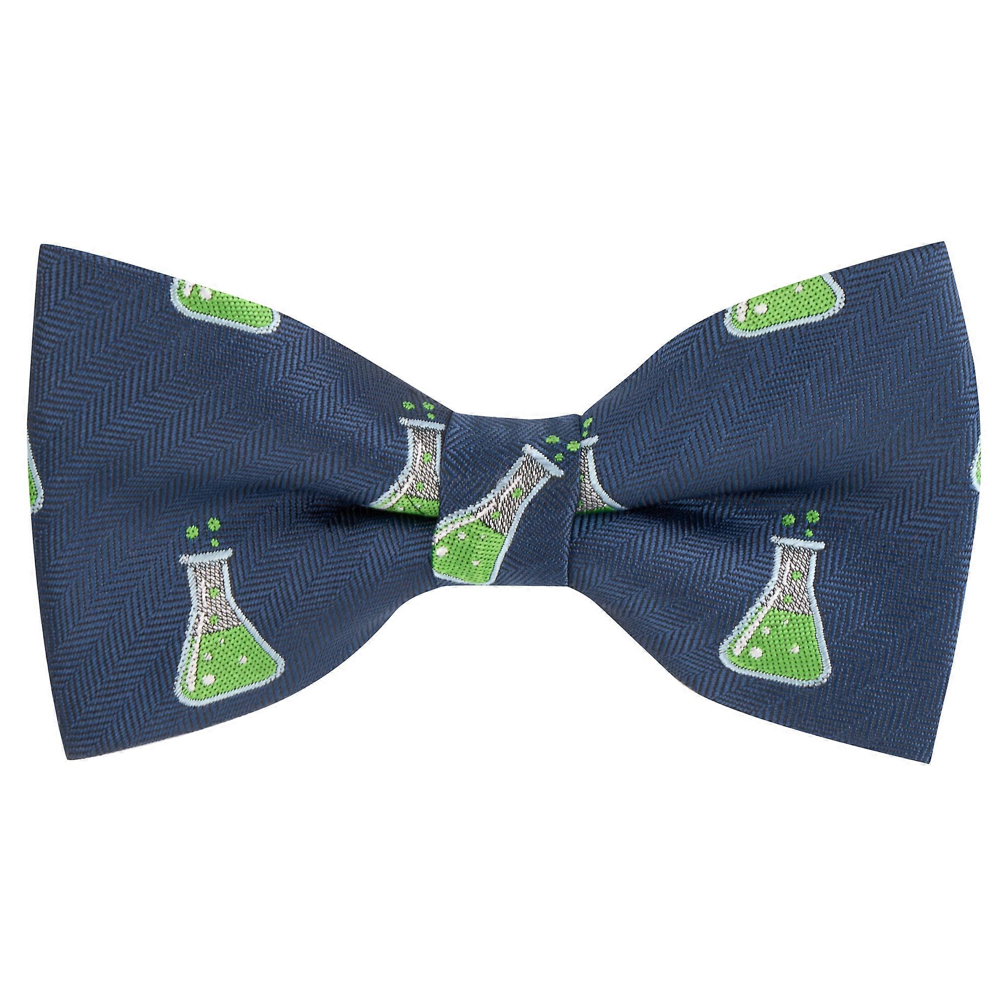 Navy Blue Science Conical Flask Herringbone Bow Tie