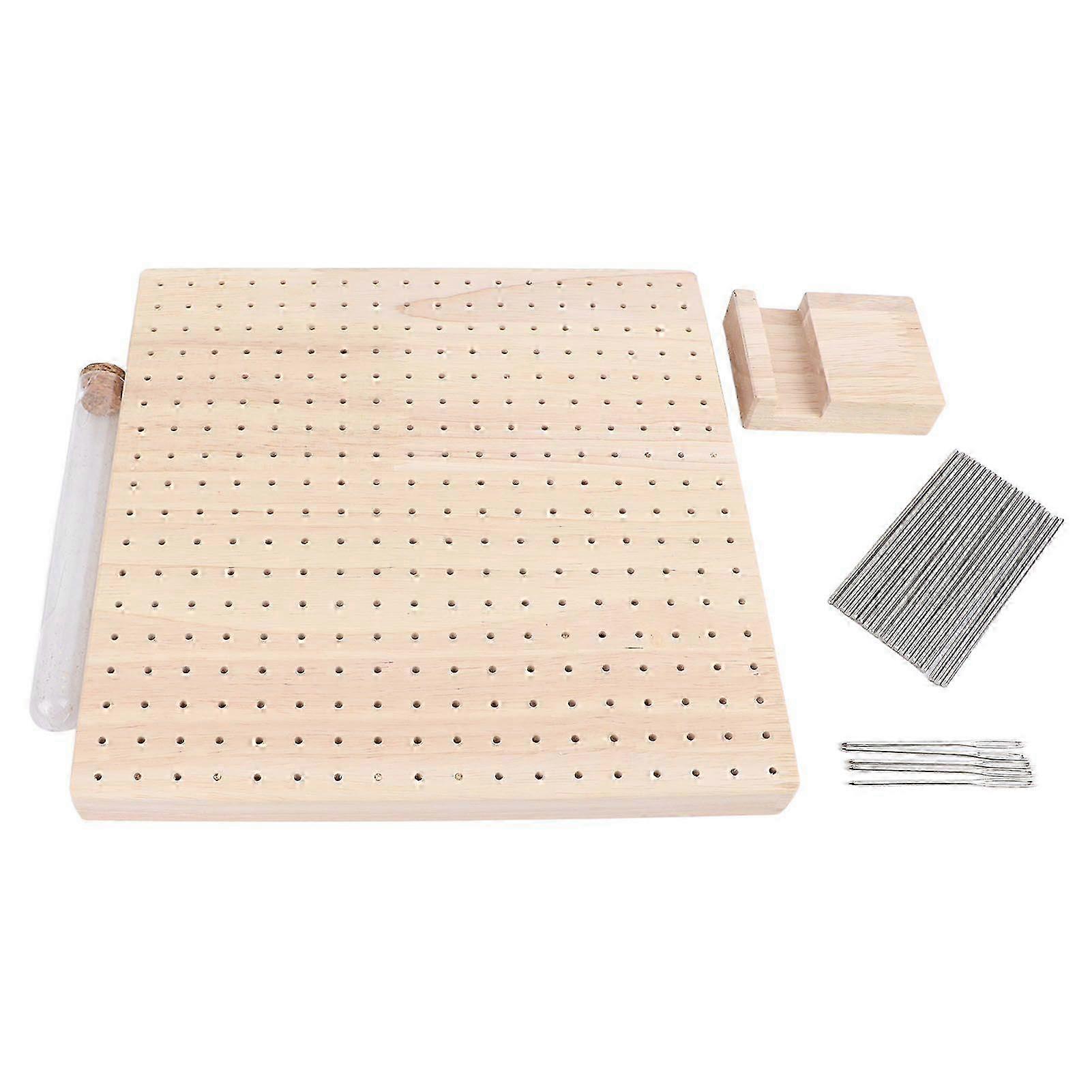 Placa de Bloqueio de Crochê de Madeira de Borracha de 9,3 polegadas com 20 Pinos de Aço