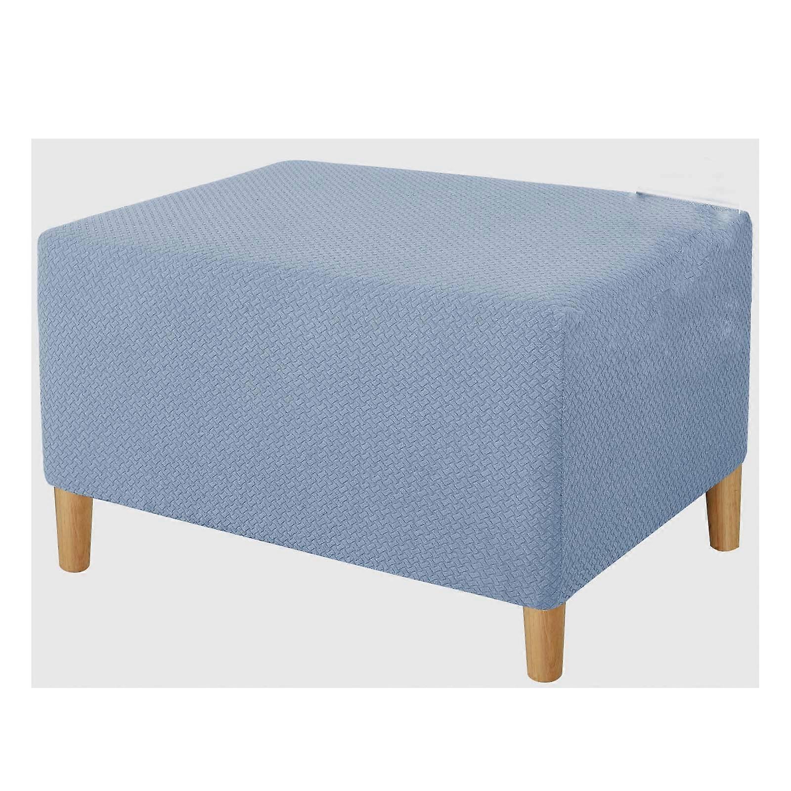 Footstool Cover - Stretch Ottoman Cover, Navy Jacquard Spandex, Small Rectangular, Removable, Machine Washable, High Elasticity