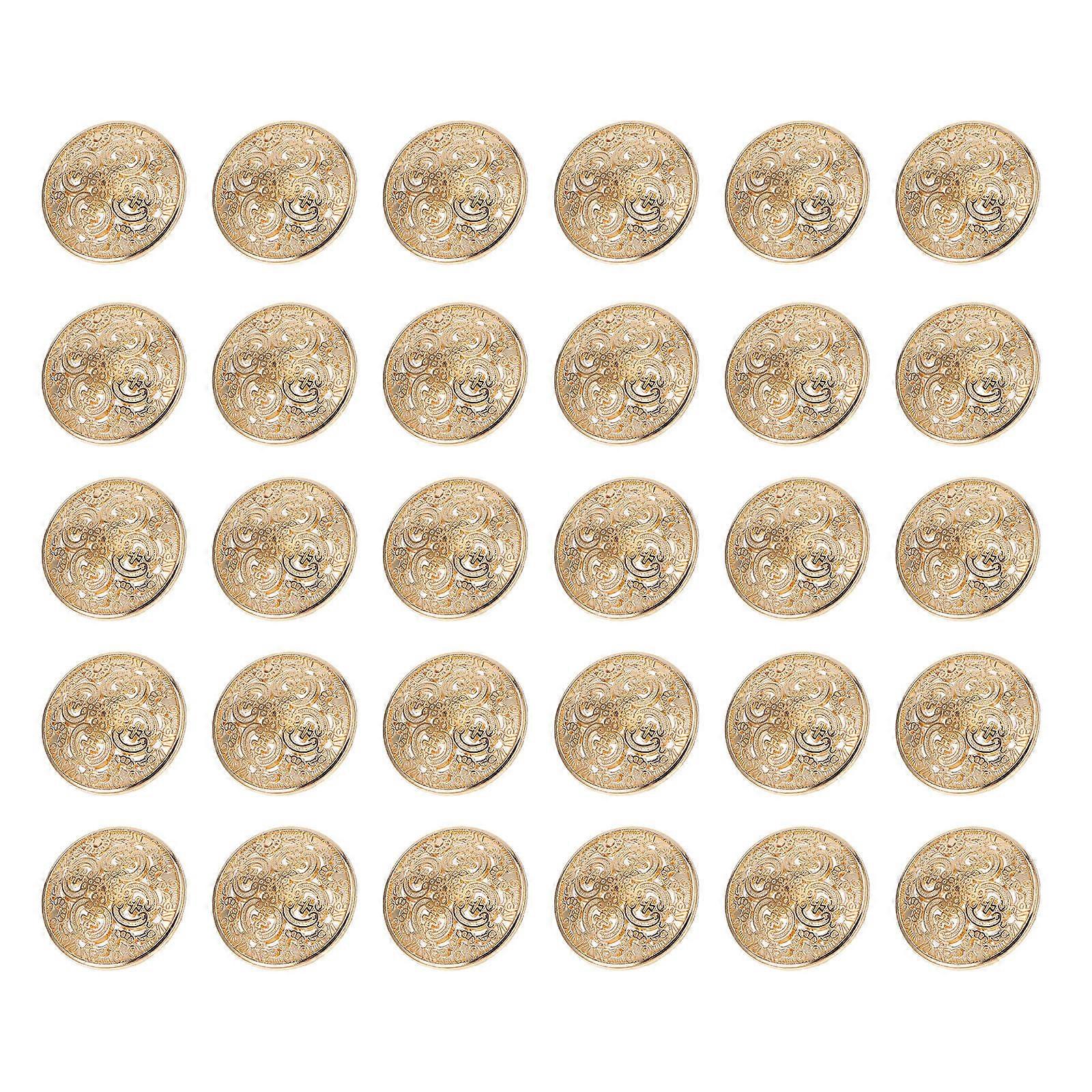 Hollow Buttons for Jacket 30Pcs Golden DIY Buttons Featuring Versatile Use for Decoration
