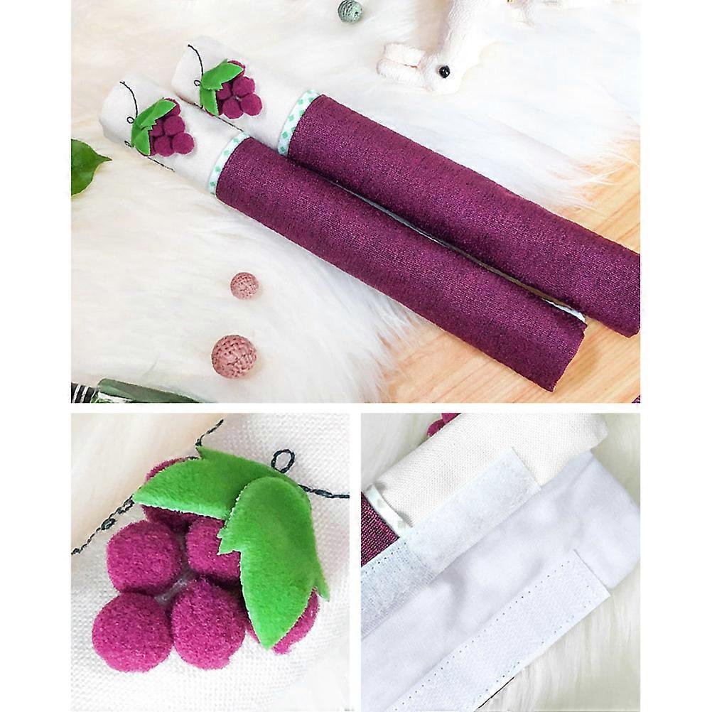 Fridge Wraps Decorative Pastoral Style Refrigerator Door Handle Covers Fingerprint Resistant Purple 10x10x10cm 2Pcs