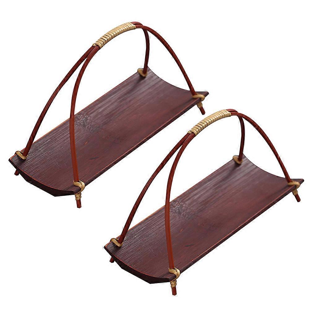 Dark Brown Food Serving Tray for Home Made of Synthetic Material Practical and 2 Pcs