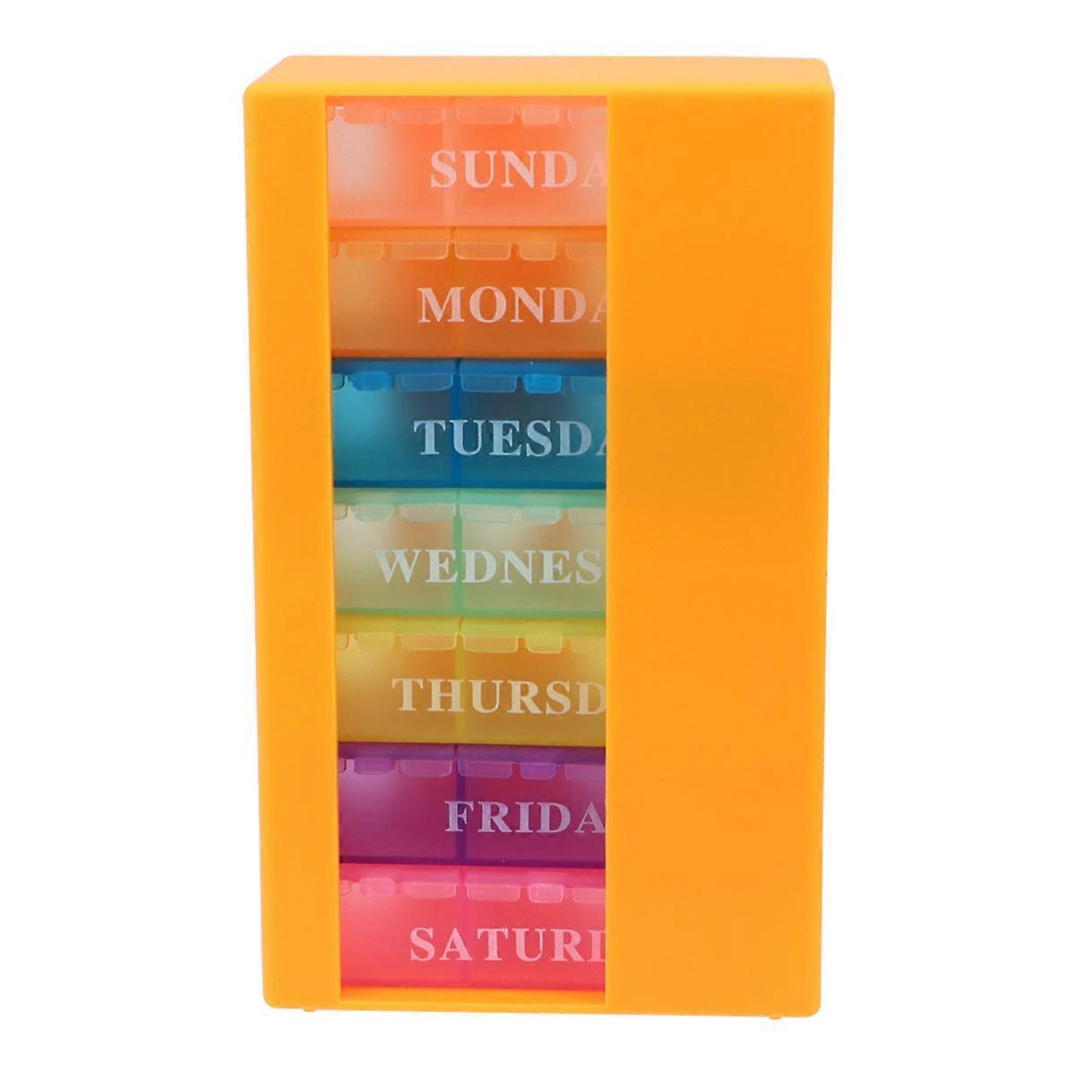 Multi-Grid Pill Organizer Rectangular Simple Design Travel Medication Storage Box 1Pcs