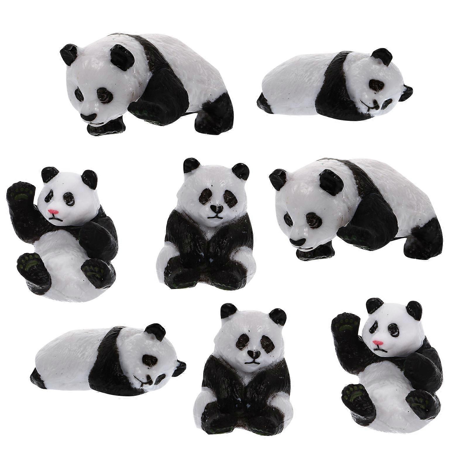 8Pcs Mini Panda Models Creative Mini House Adornments Micro World Decor