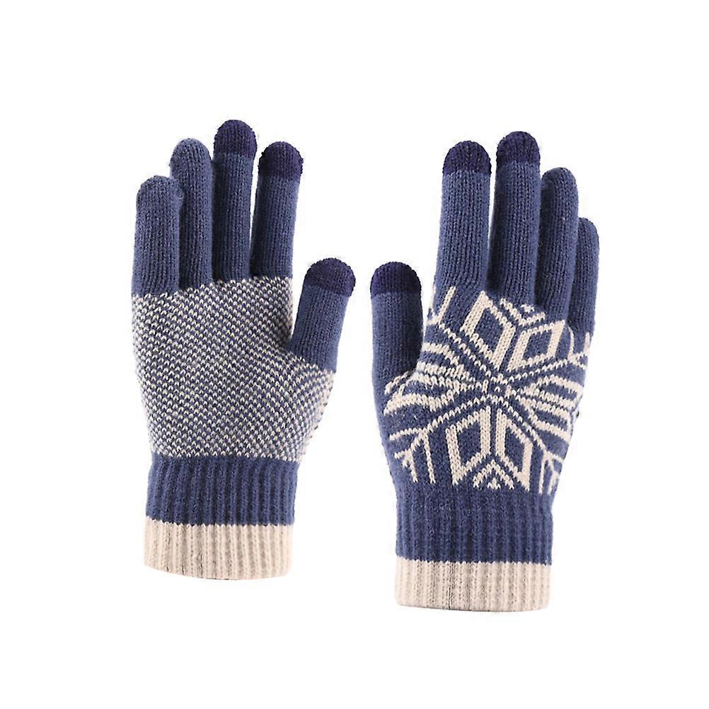 Glove Men Touch Screen Gloves Full Finger Warm Navy Cashmere 1Pair