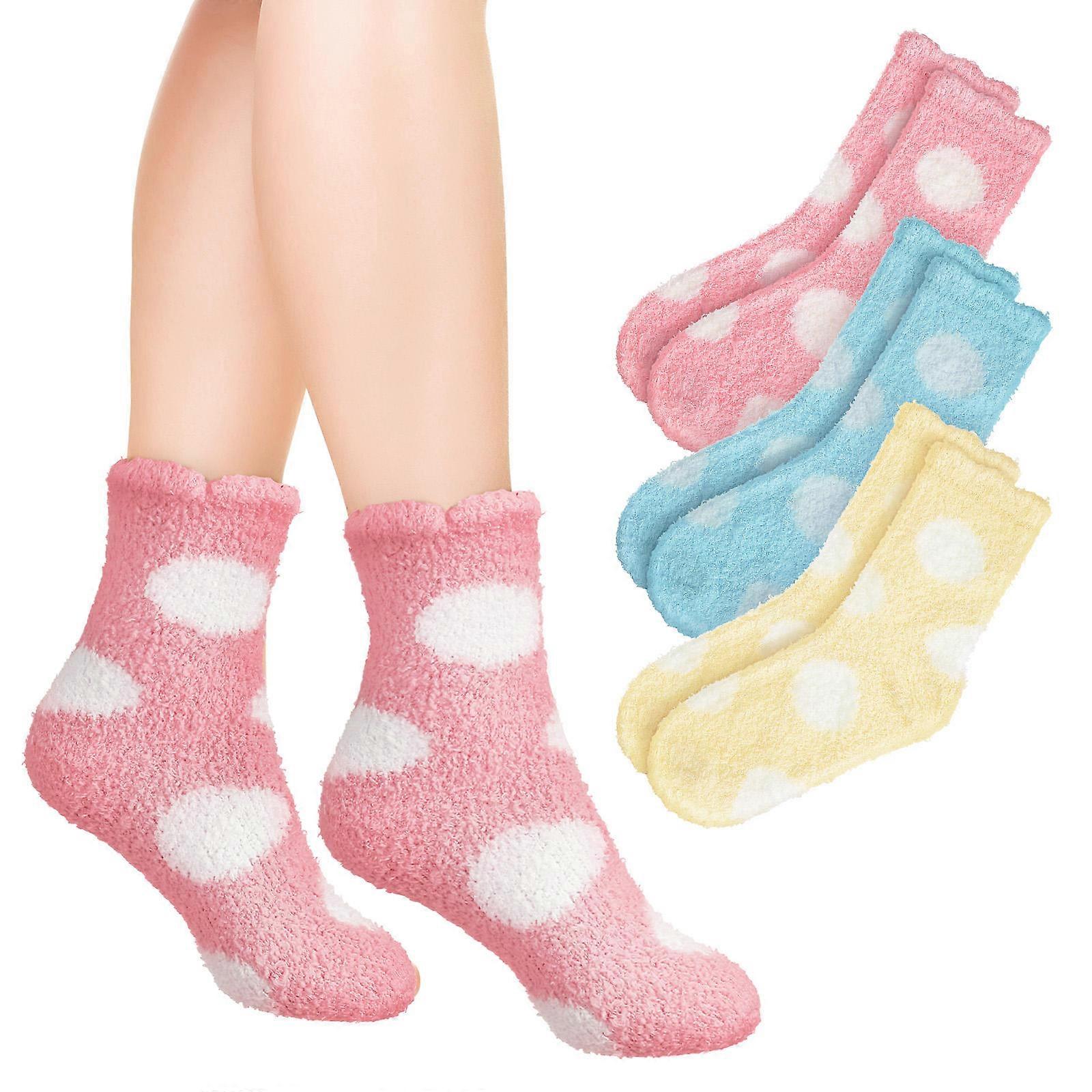 Cute Fuzzy Socks For Lounging And Sleeping Pale Yellow Fluffy Socks Breathable Versatile Use 3Pairs