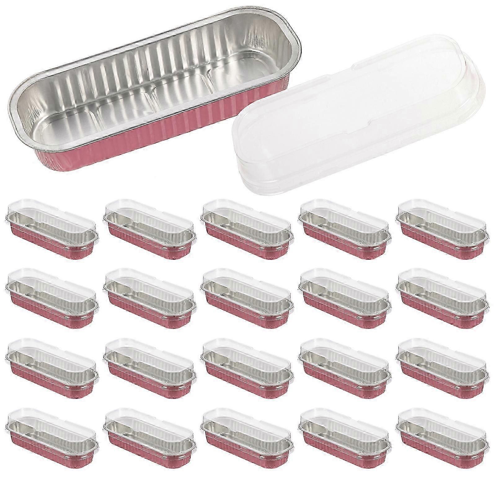 30Pcs Clear Rectangular Cake Box 16.5X6.5X5CM Pink Baking Carrier